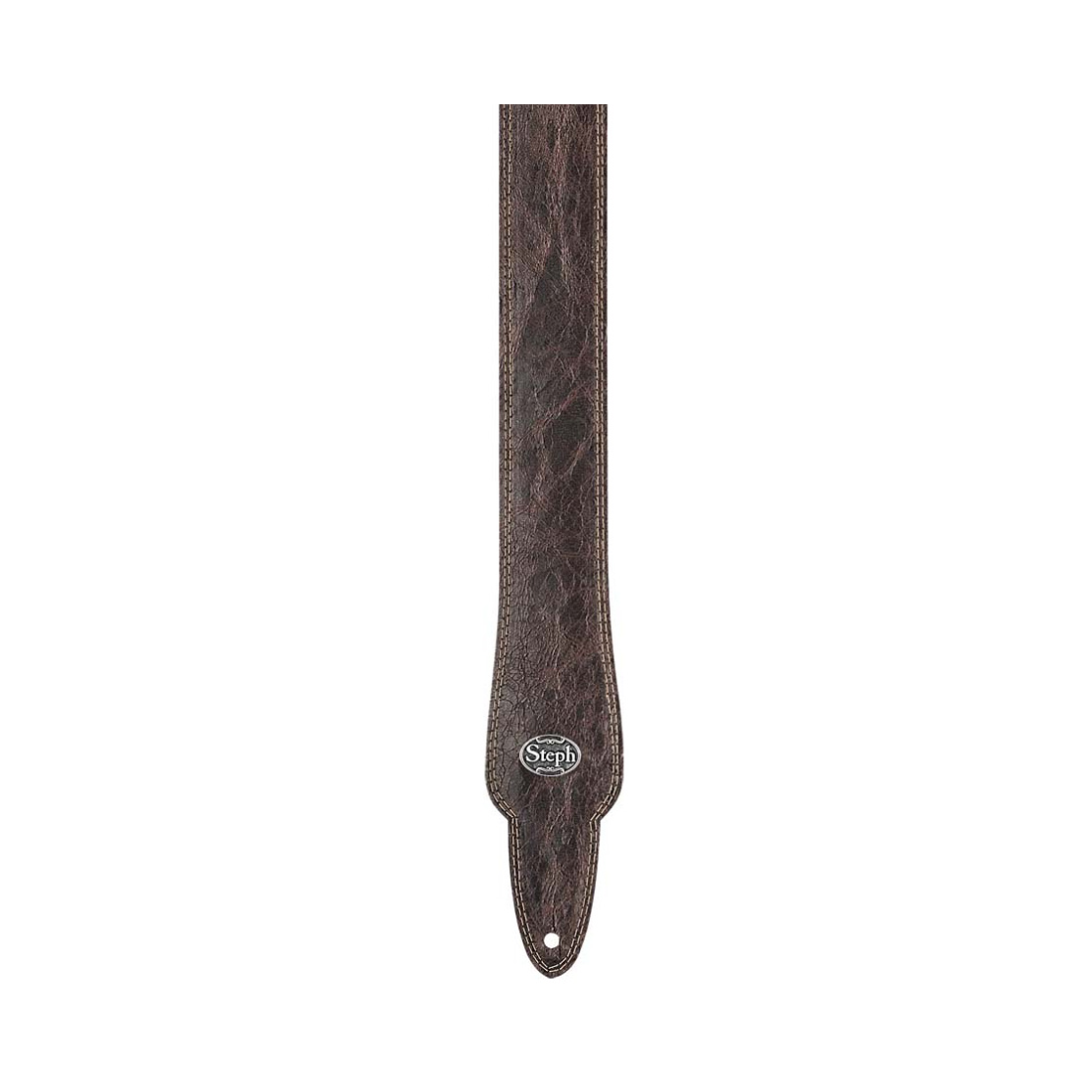 Steph CD-1124 Brown Distress Cowhide Top, Suede Back Guitar Strap