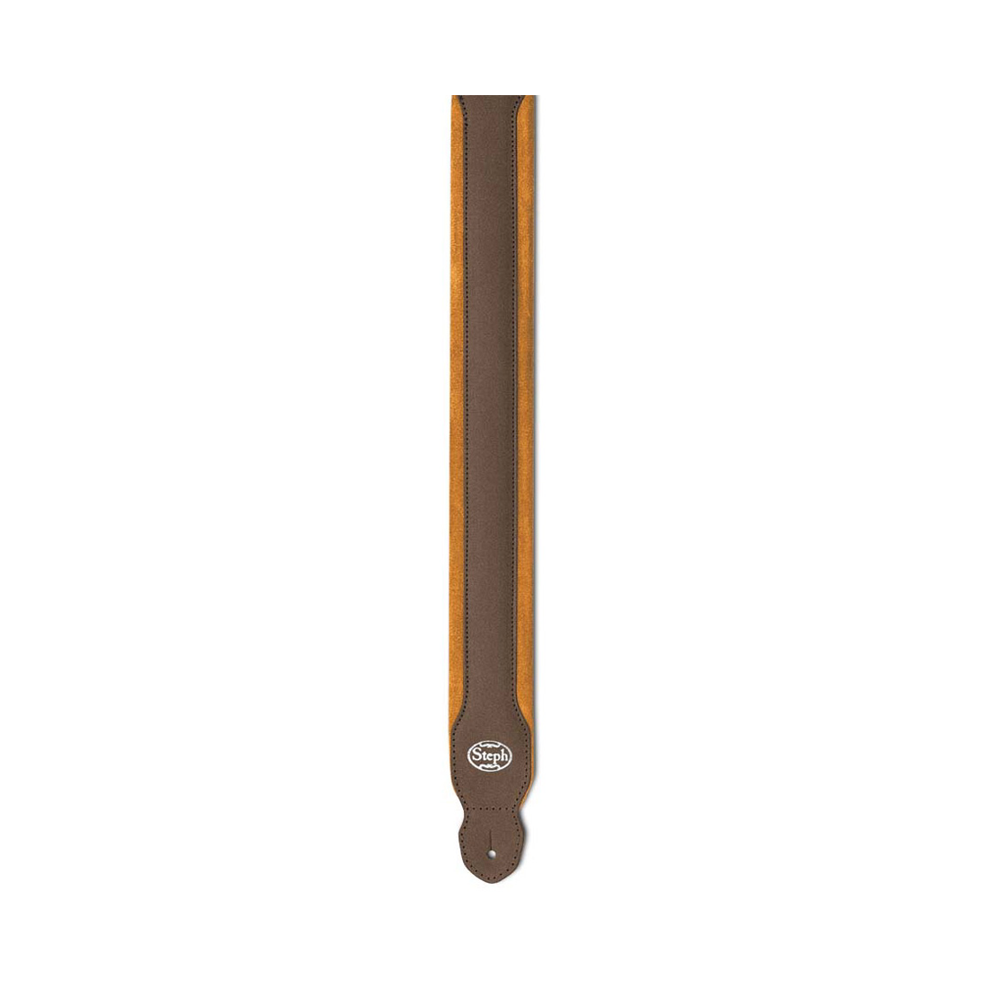Steph GT-636 Honey Split Leather Top, 10mm H-D Foamcore, Suede Pad Guitar Strap