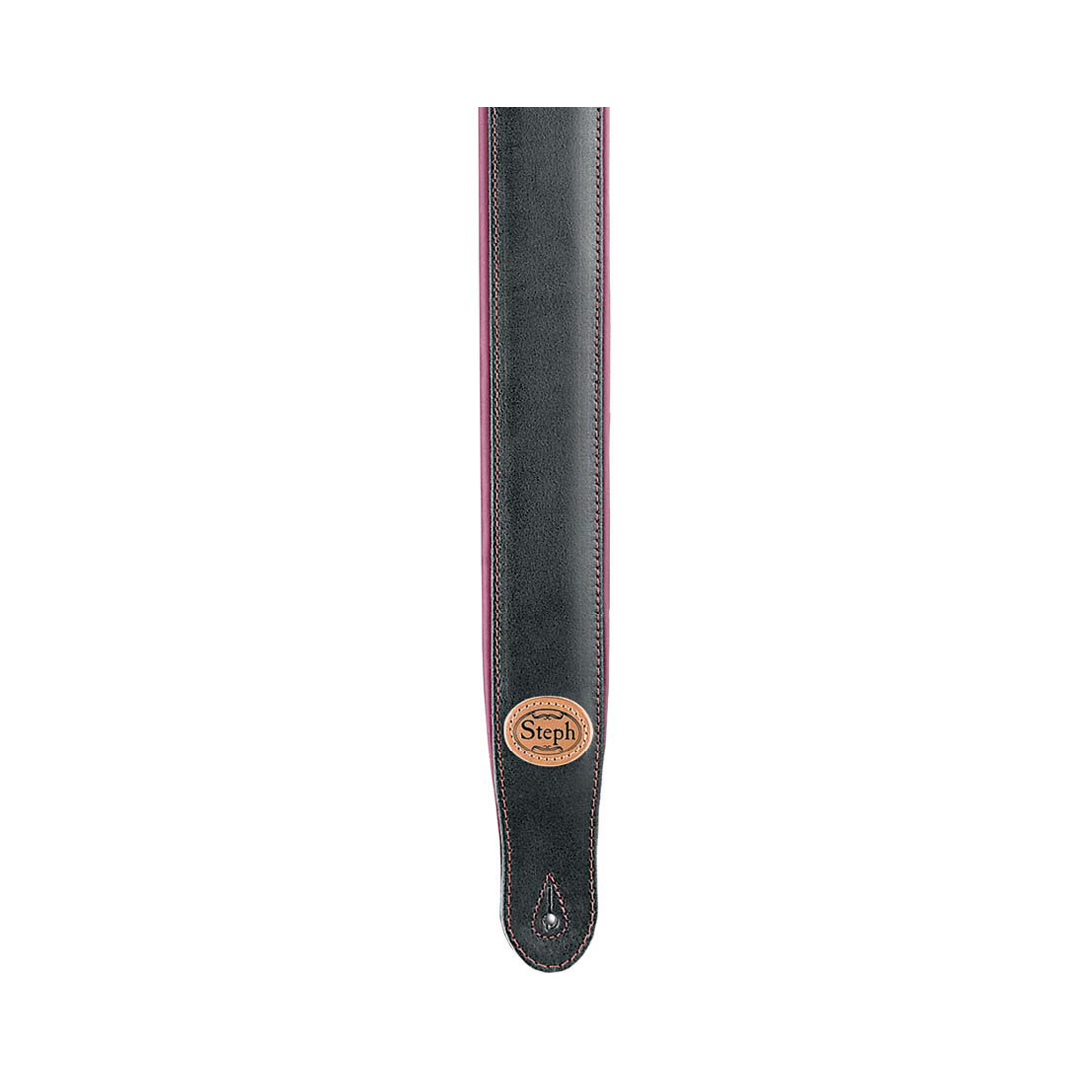 Steph GT-719 Wine Cyclone Leather Top, 10mm H-D Foamcore, Cowhide Pad Guitar Strap