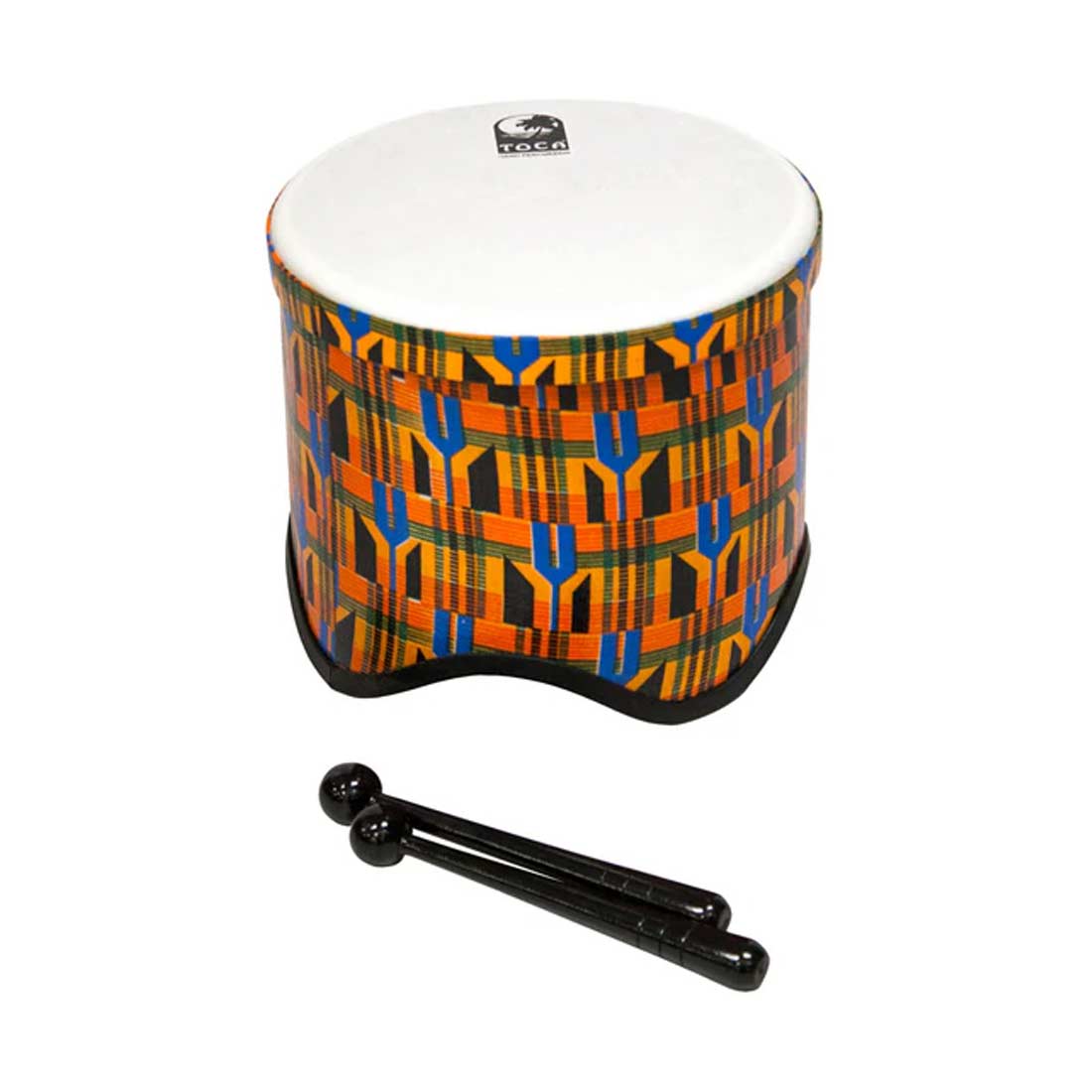 Tamburo Tom Tom Toca Freestyle 2 Series da 10 pollici in design Kente con mallet abbinati