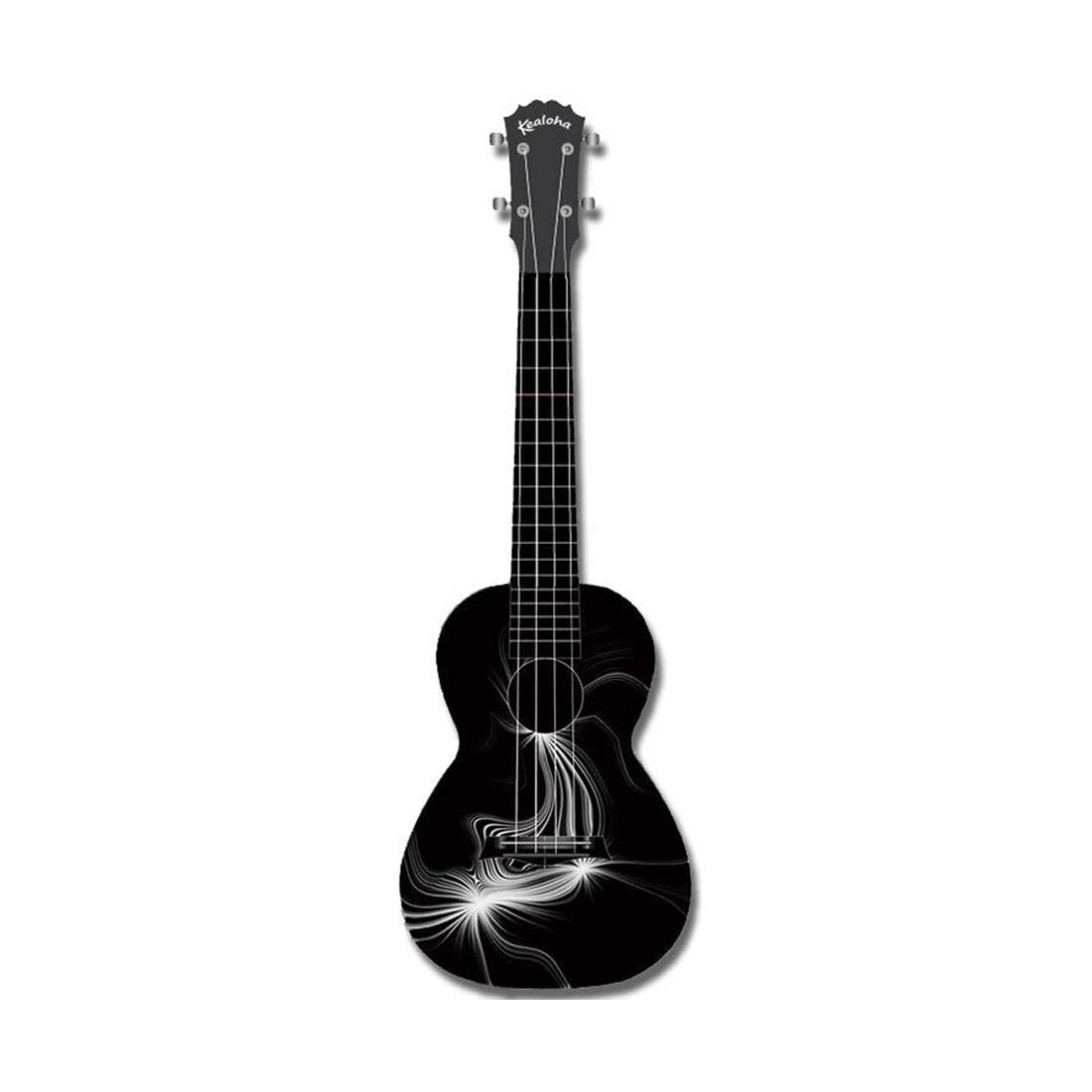 Ukulele da concerto Kealoha Eclipse Flare Design con corpo in resina ABS nera 