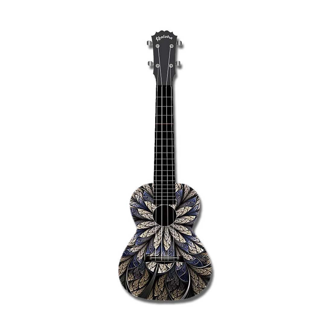 Kealoha Dungeon Flower Design Ukulele da concerto con corpo in resina ABS nera 