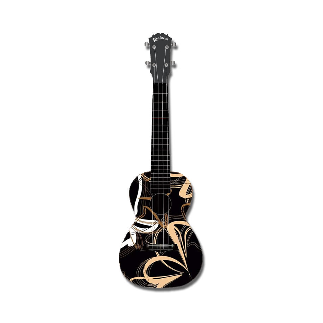 Ukulele da concerto Kealoha Dead Grass Mask Design con corpo in resina ABS nera
