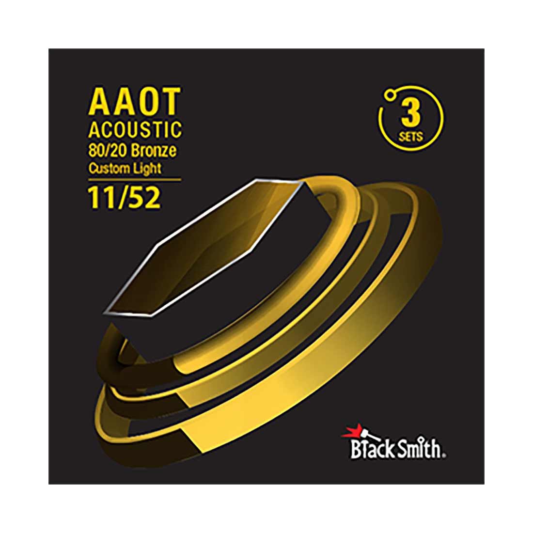 Black Smith BR-1152-3P Custom Light 80/20 Bronze Acoustic Guitar Strings - 3 Pack