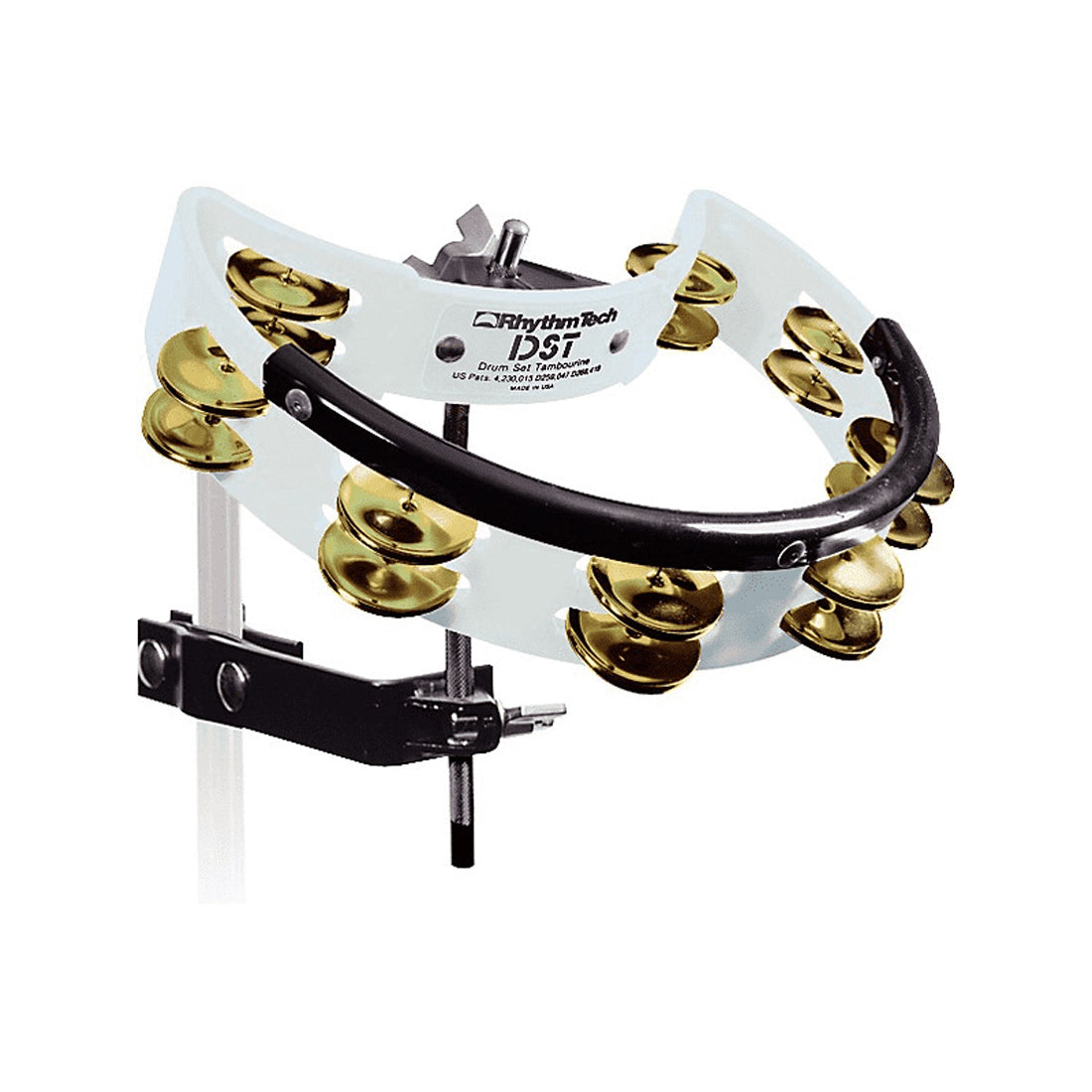 Rhythm Tech DST21-U White Drum Set Tambourine with Brass Jingles