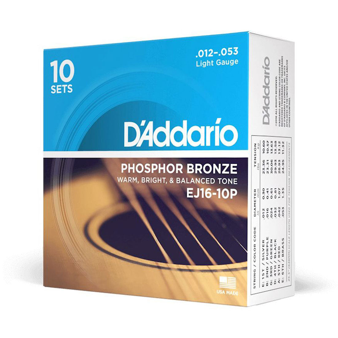 DAddario Ej16 Phos Bronze Lite Acoustic Guitar Strings