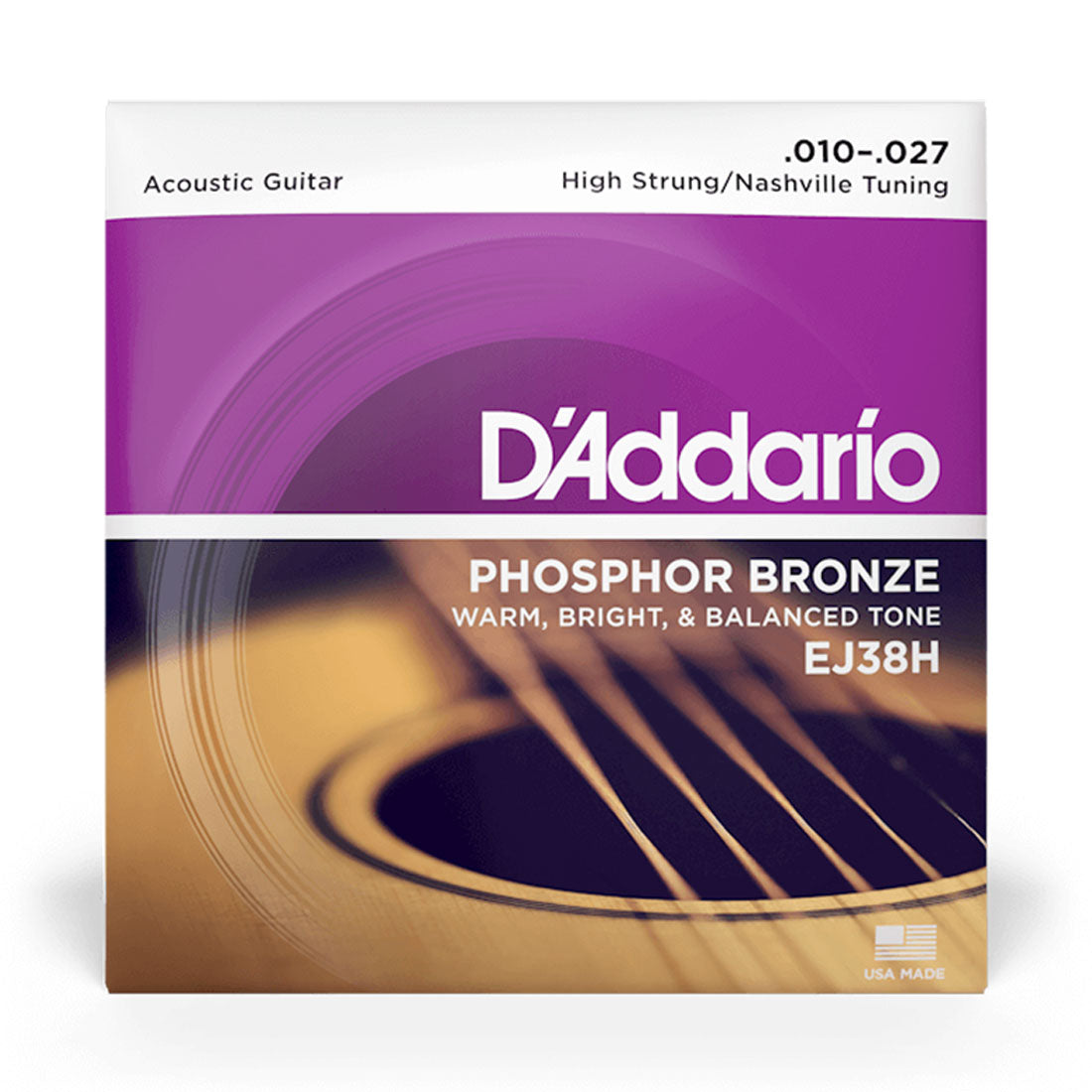 DAddario EJ38H Phosphor Bronze Acoustic Guitar High Strung/Nashville Tuning Strings 10-27
