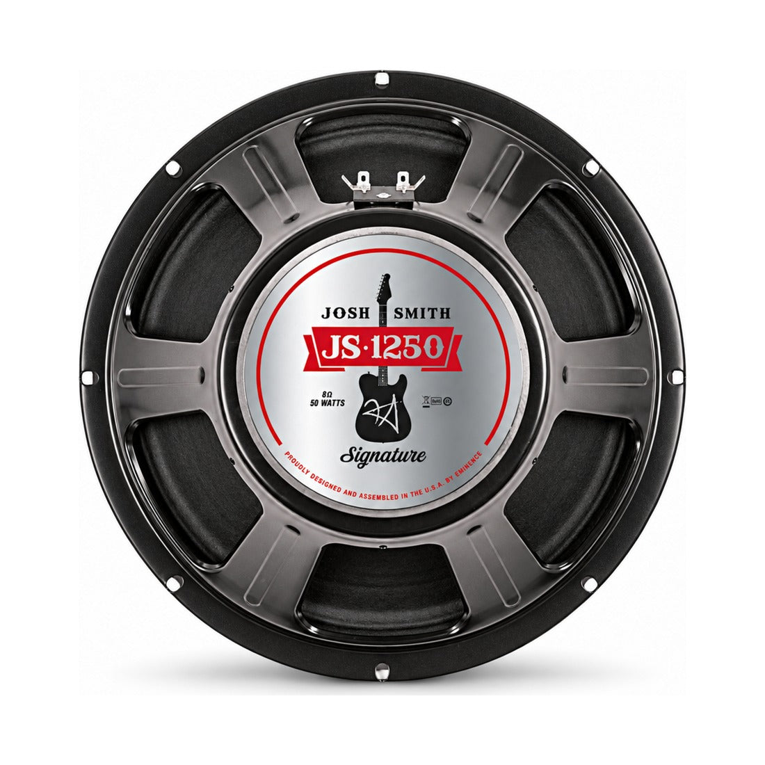 Eminence JS-1250 12in Josh Smith guitar speaker, rear view with label