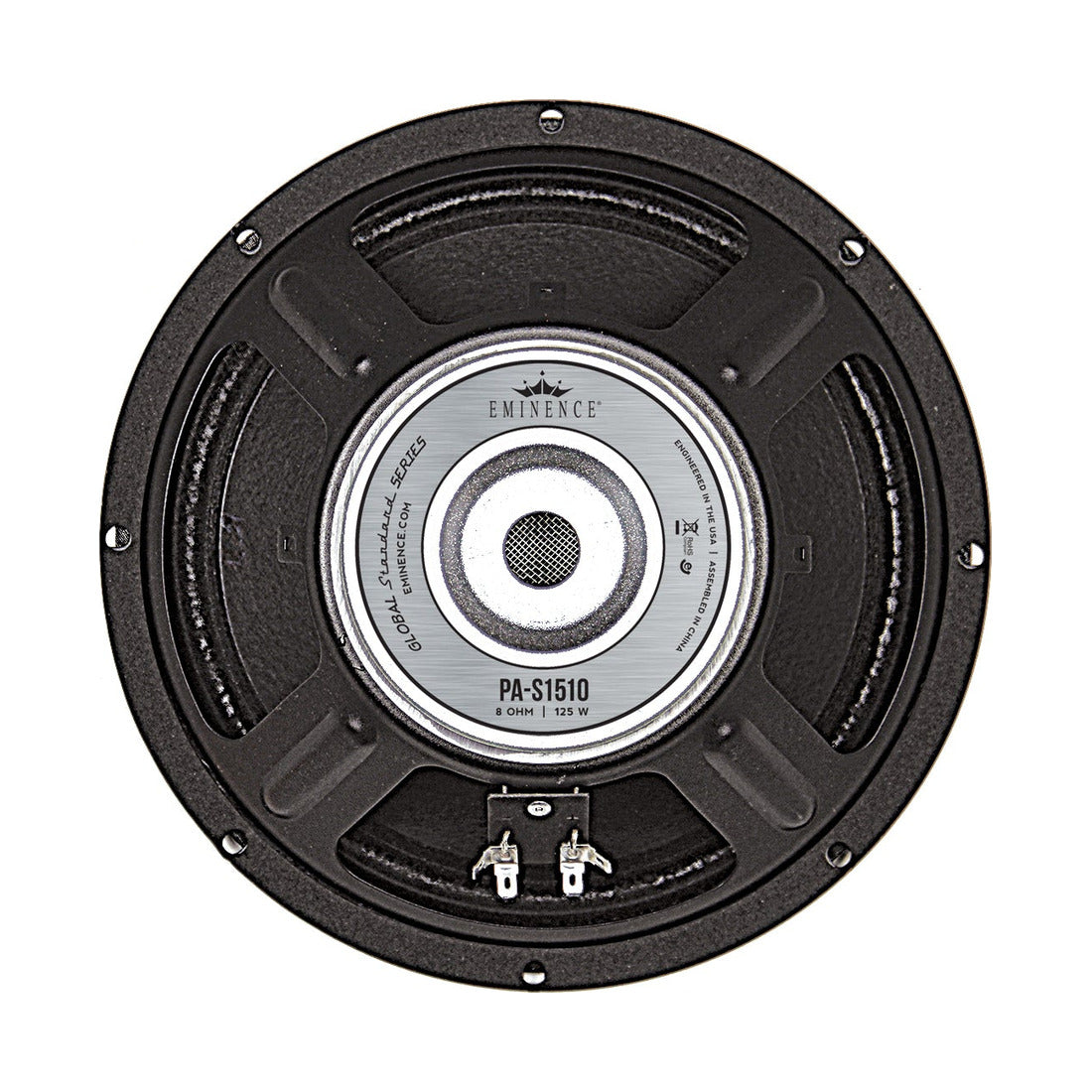 Eminence PA-S1510 10in 8 ohm PA speaker, rear view with label