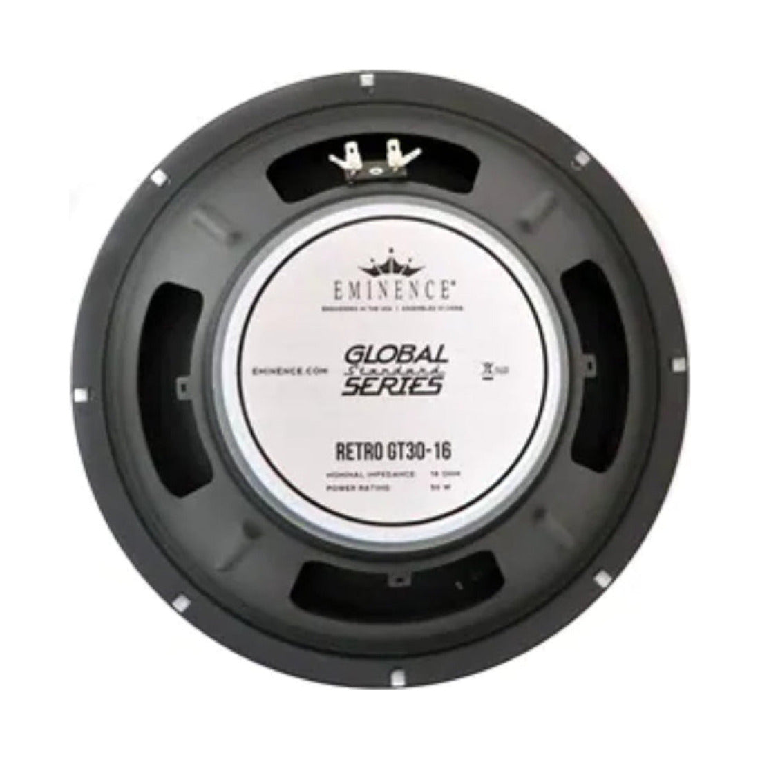 Eminence Retro GT30-16 12in 16 ohm guitar speaker, rear view with label