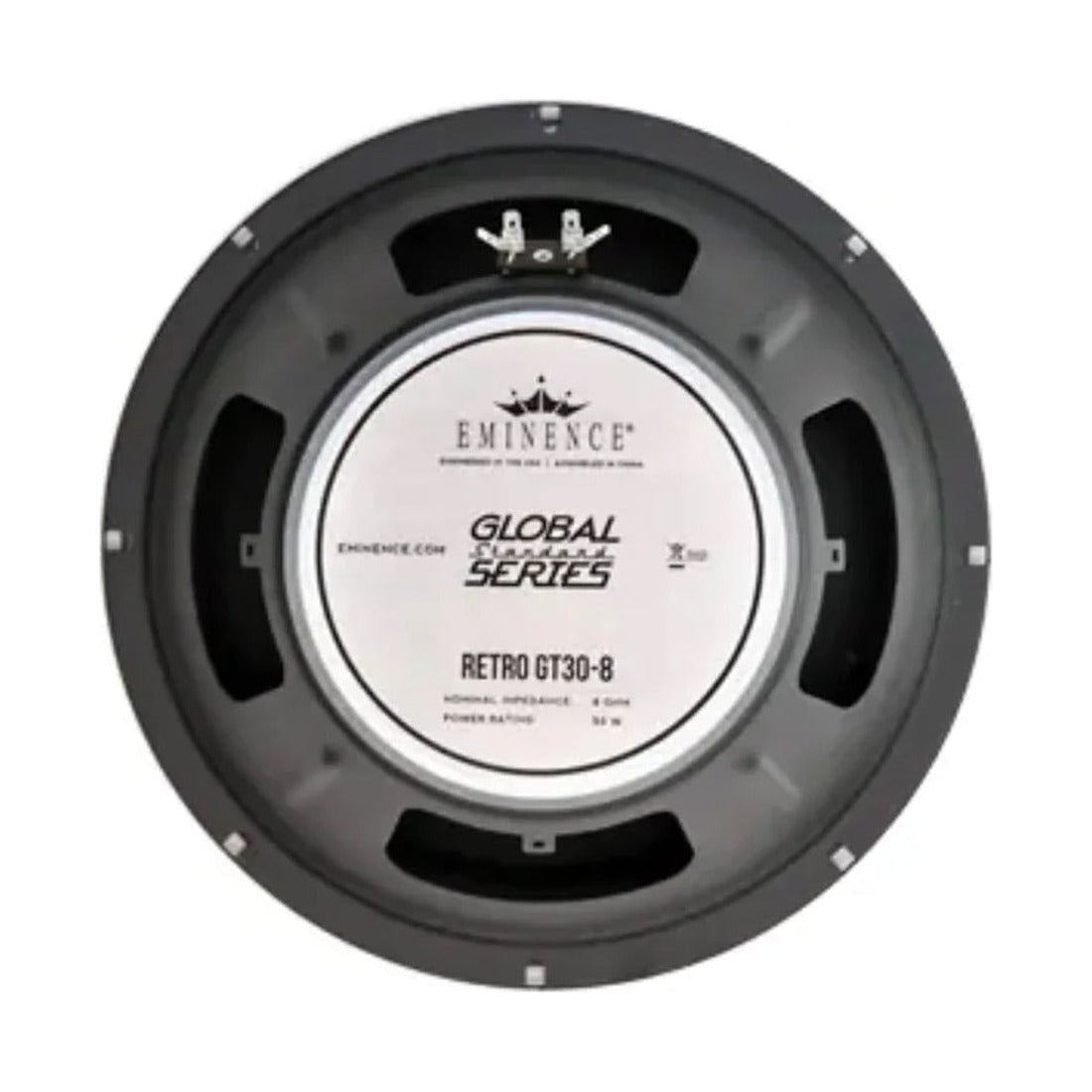 Eminence Retro GT30-8 12in 8 ohm guitar speaker, rear view with label