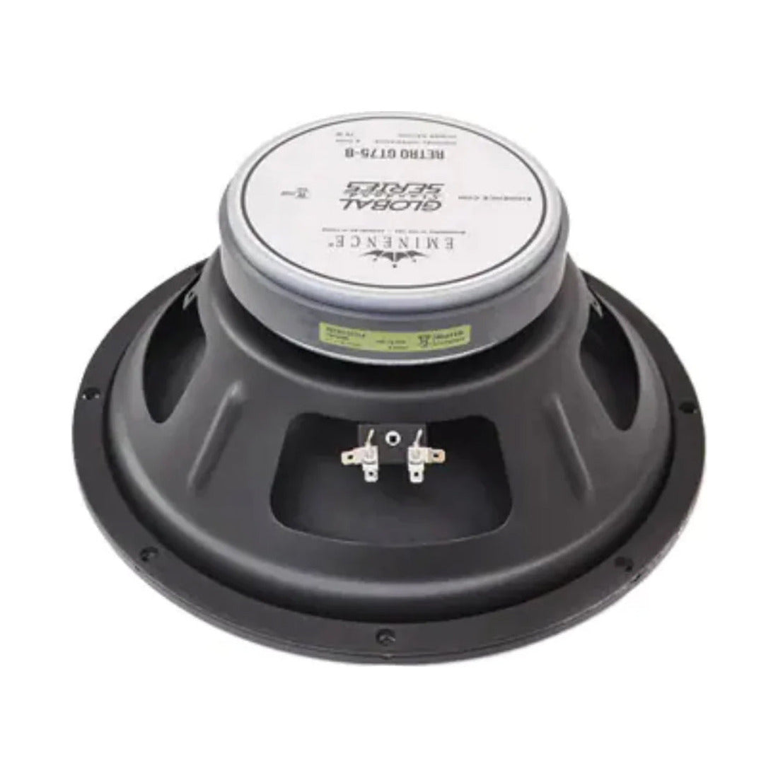 Eminence Retro GT75-8 12in 8 ohm guitar speaker, angled rear view with label