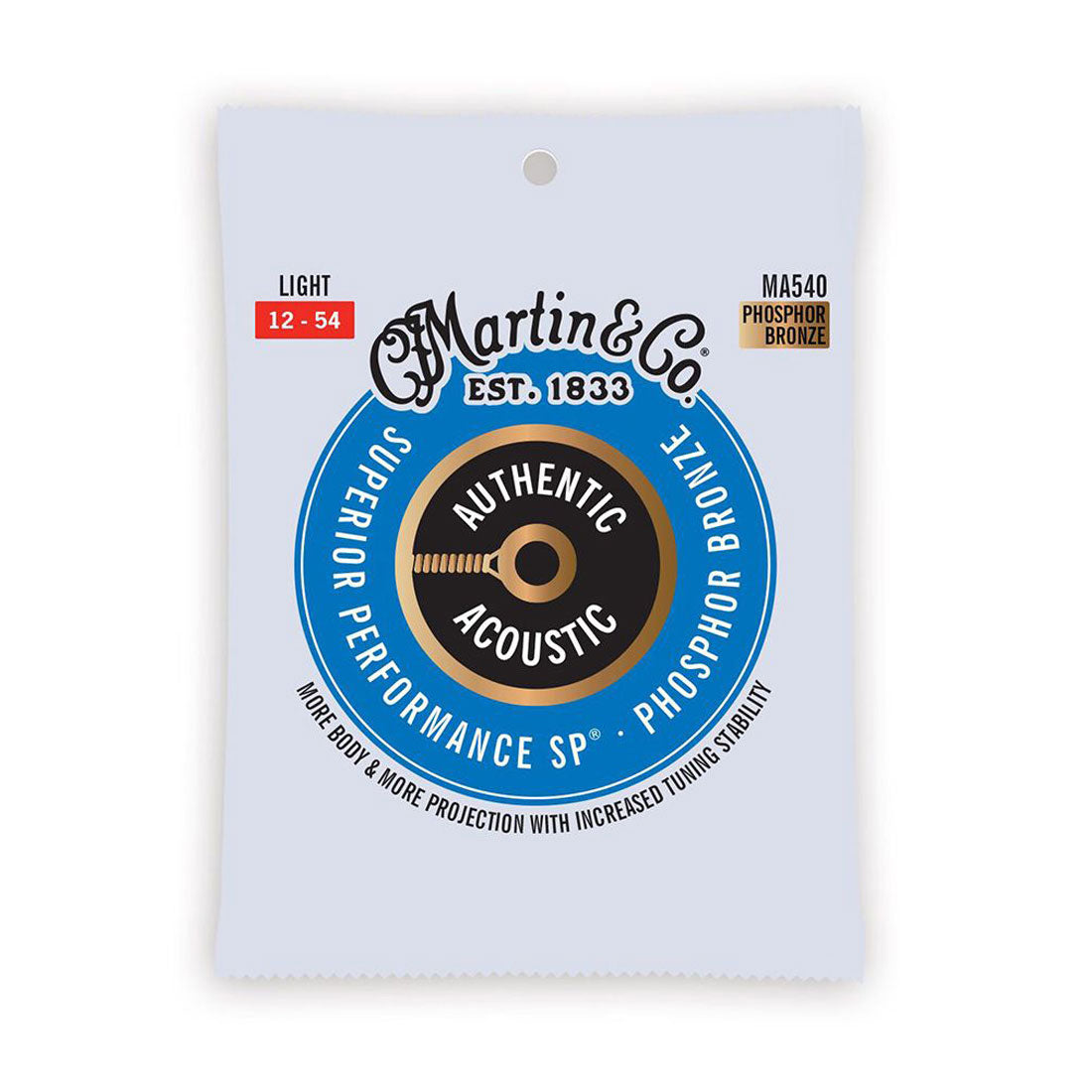 Martin MA540 SP Phosphor Bronze Authentic Acoustic Guitar Strings Light 12-54