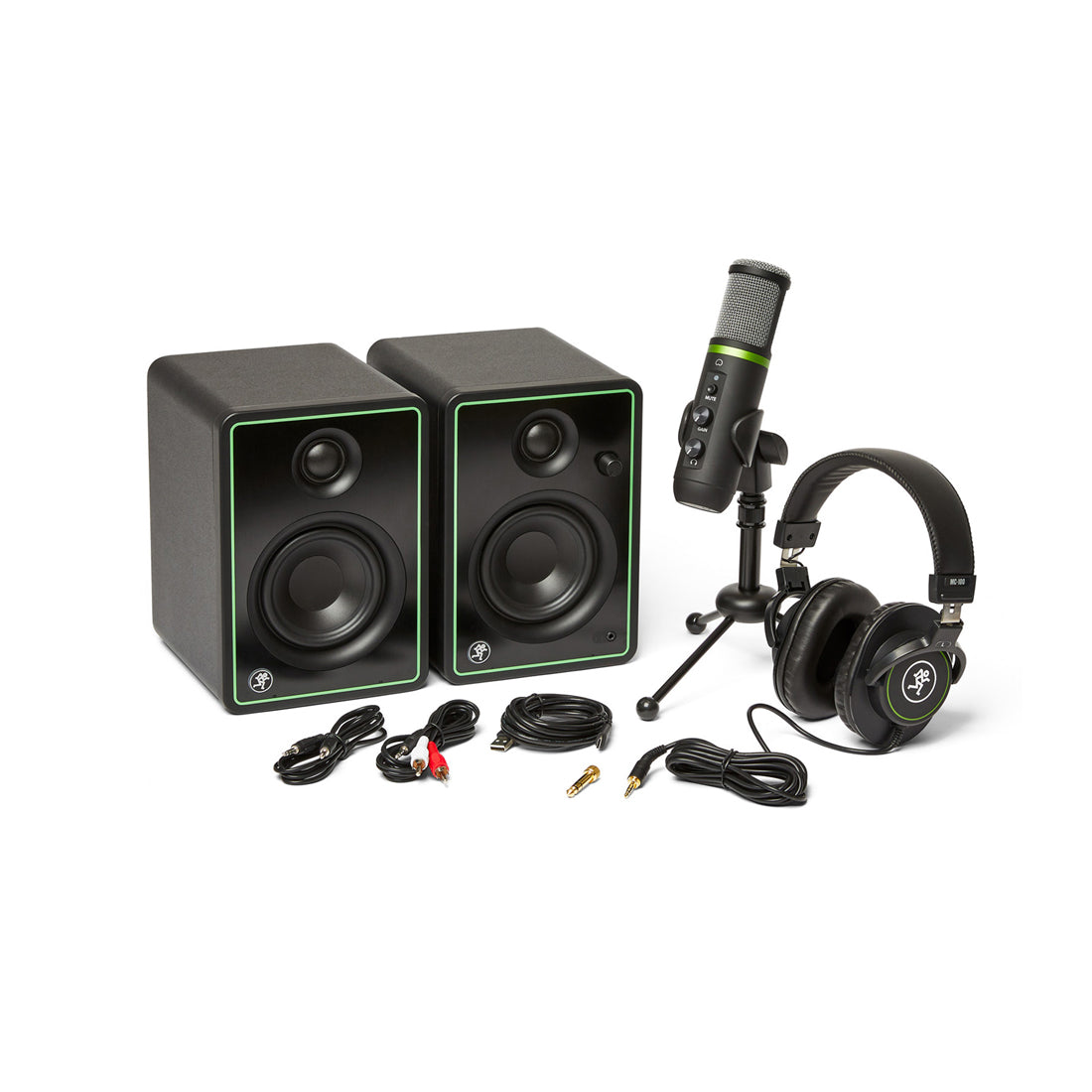 Mackie MK-BUNDLE-CR Content creation bundle with CR3-X monitors, EM-USB condenser mic, MC-100 headphones