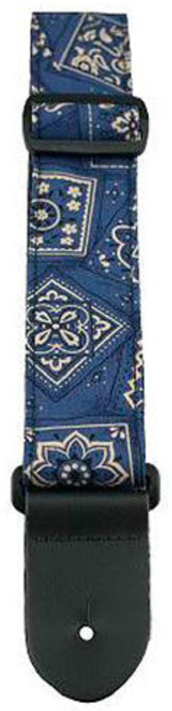 Perris 1.5in Polyester "Blue Bandanna" Ukulele Strap with Leather Ends