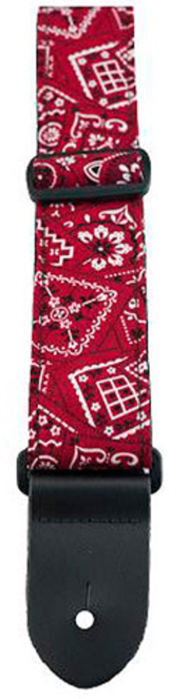 Perris 1.5in Polyester Red Bandanna Ukulele Strap with Leather Ends