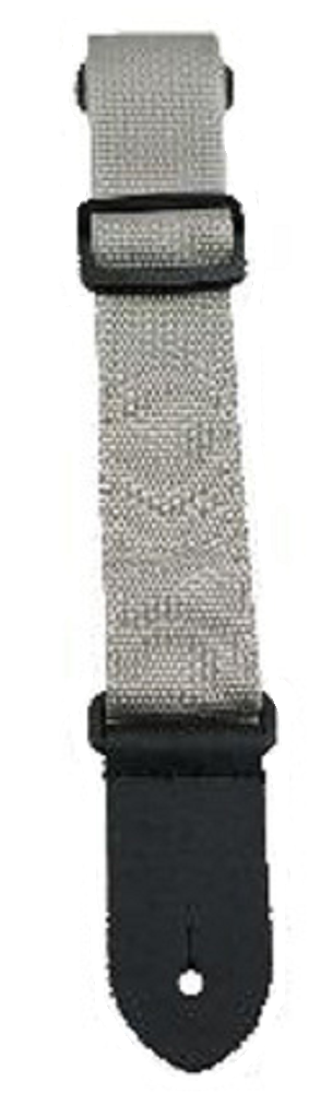 Perris 1.5in Nylon Ukulele Strap in Grey Silver with Leather Ends