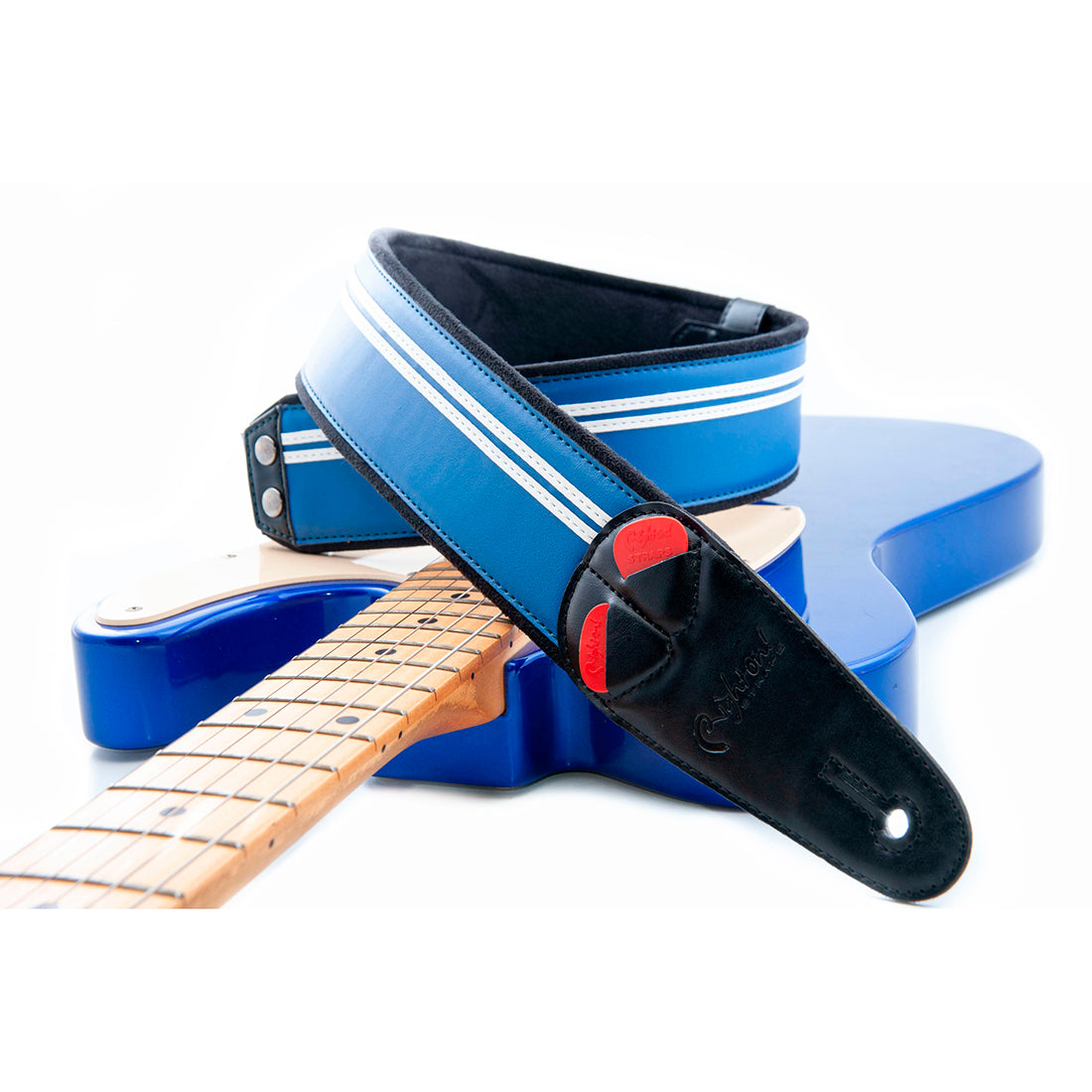 Right On Straps MOJO Race Blue Guitar Strap