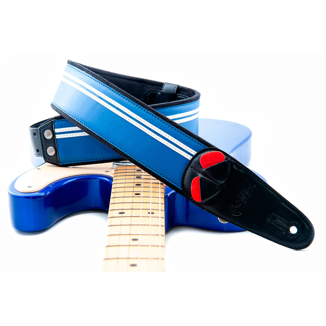 Right On Straps MOJO Race Blue Guitar Strap