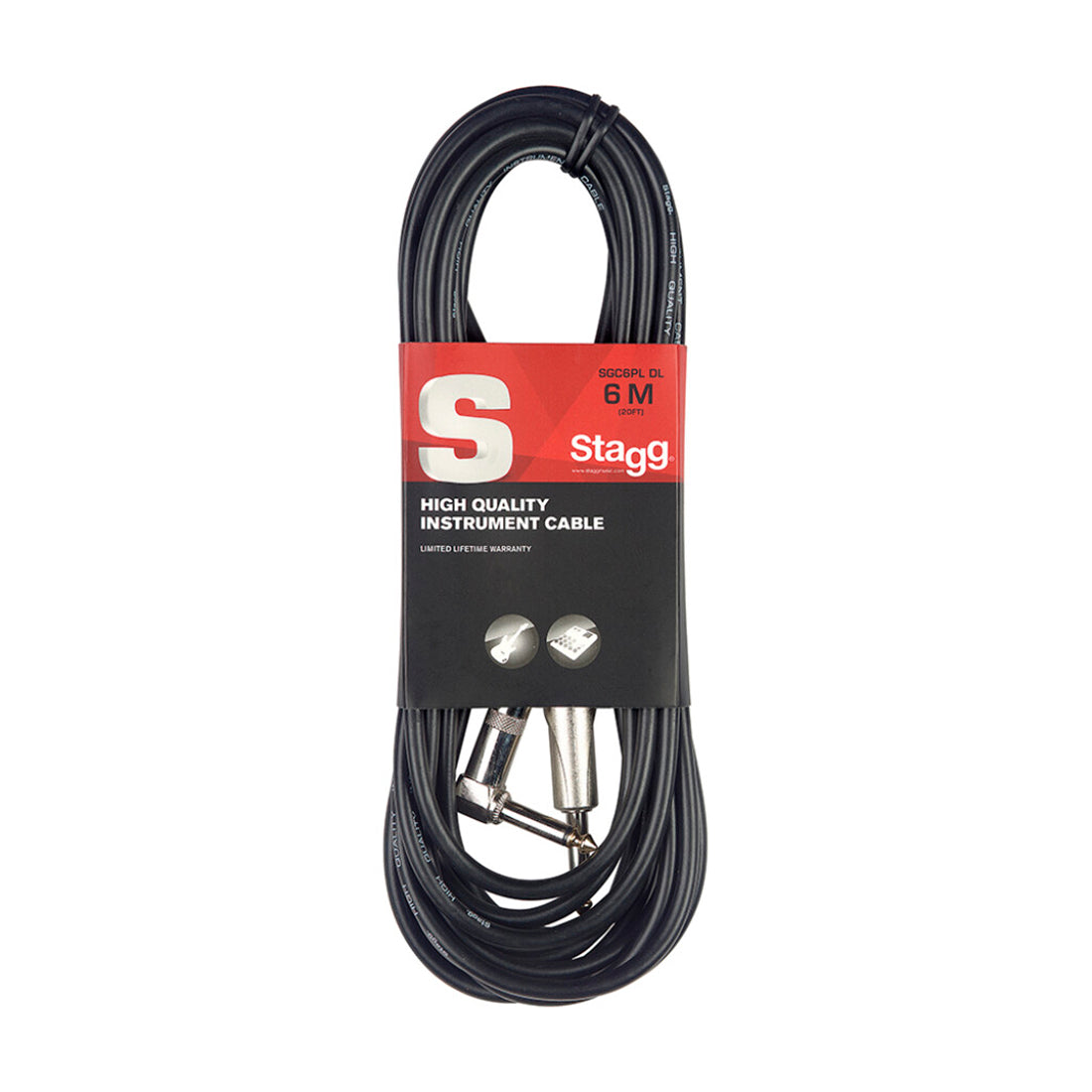 Stagg 6M / 20 Foot Instrument Cable Right Angle
