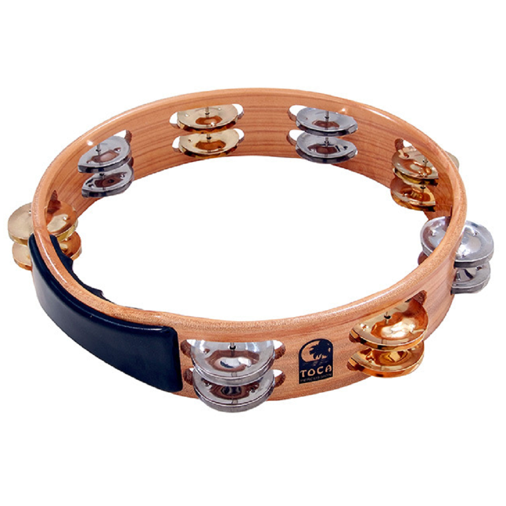 Toca Acacia Hardwood 10" Tambourine with Brass/Nickel Jingles