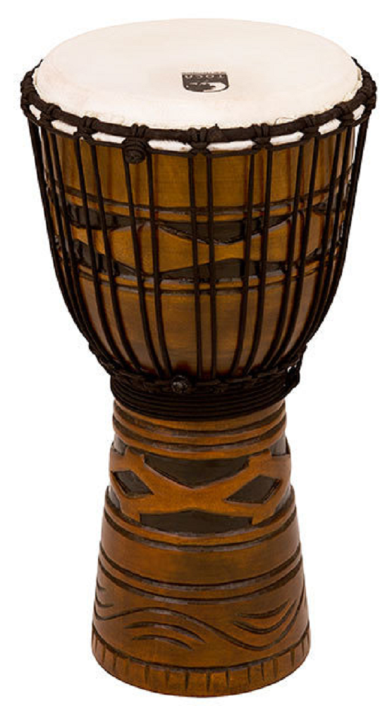Toca Origins Series Wooden Djembe 10-Inch Synthetic Head in African Mask