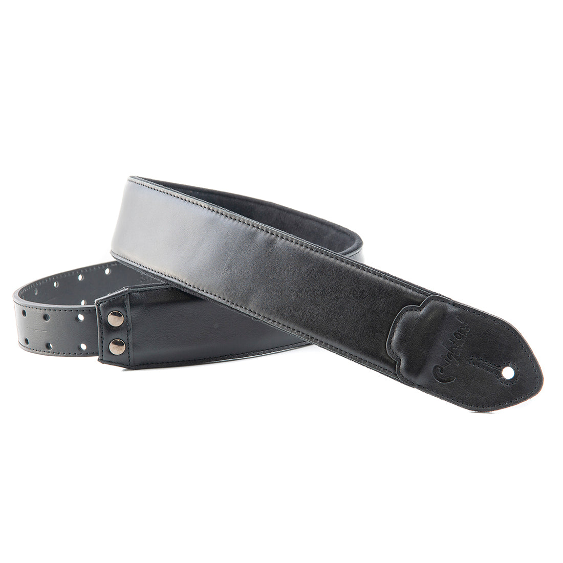 Right On Straps LEATHERCRAFT Vintage Black Guitar Strap