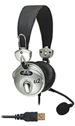 AMS-U2 USB Stereo Headphones with Cardioid Condenser Microphone, 6ft USB Cable