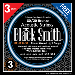 Black Smith BR-1254-3P Light 80/20 Bronze Acoustic Guitar Strings - 3 Pack