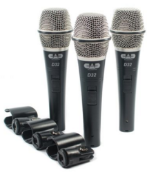 CAD Audio D32X3 3 Pack D32 Supercardioid Dynamic Vocal Microphone With On/Off Switch