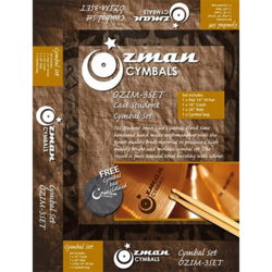 Ozman OZIM-3SET Cymbal Box Set 14in HiHats  16in Crash  20in Ride with Free Cymbal Bag