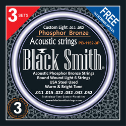 Black Smith PB-1152-3P Custom Light 80/20 Bronze Acoustic Guitar Strings - 3 Pack