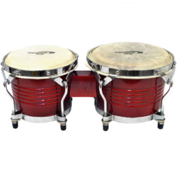 Percussion Plus PP105CRED Deluxe 6 and 7 Inch Wooden Bongos in Gloss Red Lacquer Finish