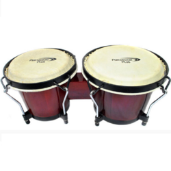 Percussion Plus PPB3RED 6 & 6-3/4 Inch Wooden Bongos in Gloss Red Lacquer Finish with Bongo Bag